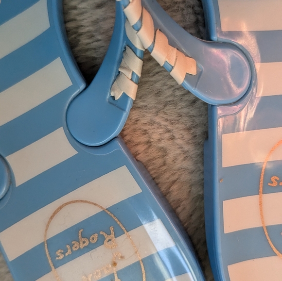 Jack Rogers Blue & White Summer Flip Flops Jelly Sandals Size 10 - Picture 10 of 10